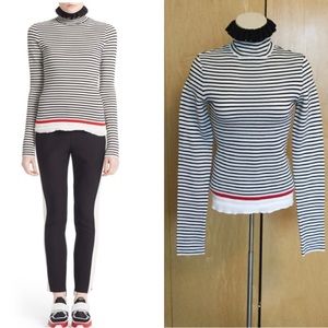 MSGM Milano knit Ruffle Neck Stripe Rib Stitch Sweater black and white Size L